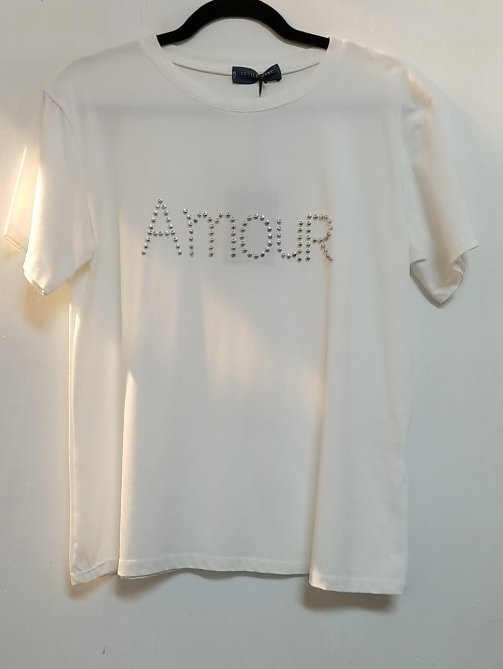 Eyelet Accent 'AMOUR' White Women's Tee
